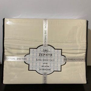 King 100% Cotton Sheet Set - Cream